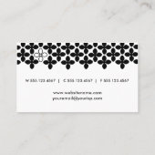 Modern Floral Black White Flower Pattern Business Card (Back)
