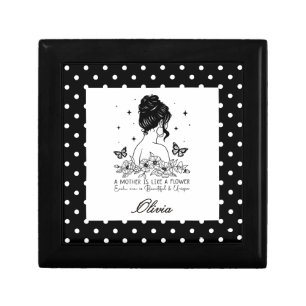 Modern Floral Black & White Polka Dot Mother's Day Gift Box