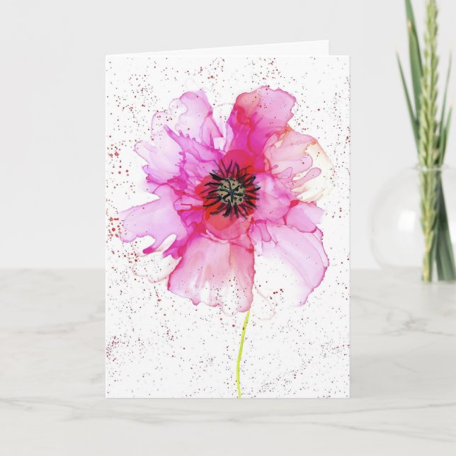 Modern Floral Blank Art  Thank You Card (Front)