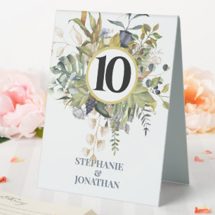 MODERN FLORAL BLUE & GREEN Frame Table Numbers Tent