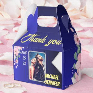 Modern Floral Blue Heaven Custom Photo Wedding Favor Boxes