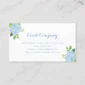 Modern Floral Blue Hydrangea Foliage Watercolor Business Card (Back)