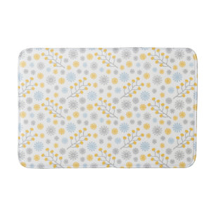 Scandinavian Bath Mats Rugs Zazzle Modern Fl Blue Yellow Gray Medium Bath Mat
