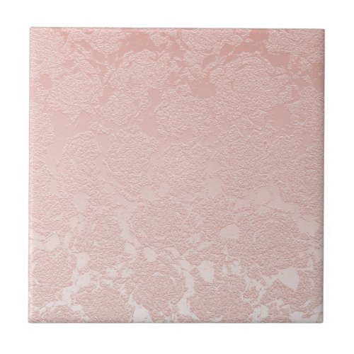 Modern Floral Blush Pink Pattern Ceramic Tile