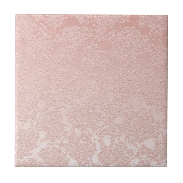 Modern Floral Blush Pink Pattern Ceramic Tile (Front)