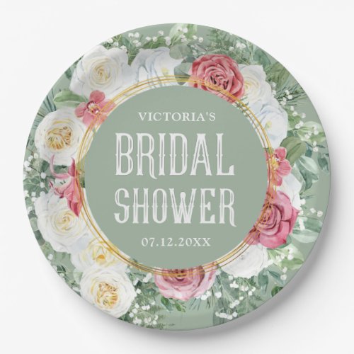 Modern Floral Boho Bridal Shower Decorative Paper Plates
