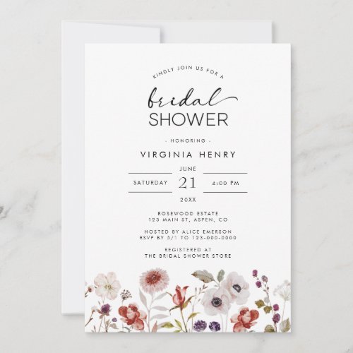 Modern Floral Boho Bridal Shower Invitation