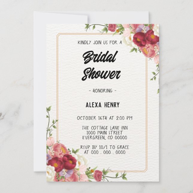 Modern floral boho invitation (Front)
