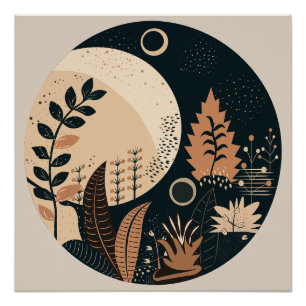 Modern Floral Boho Moon Printable Poster