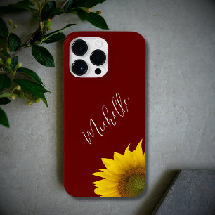 Modern Floral Boho Peeking Sunflower Red Case-Mate iPhone 14 Pro Max Case