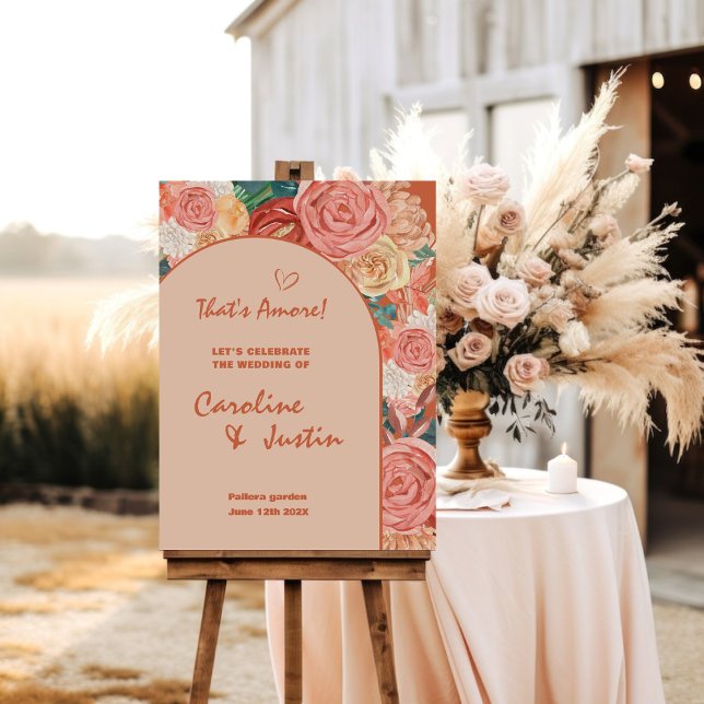 Modern Floral Boho Terracotta Party Welcome Sign (Creator Uploaded)