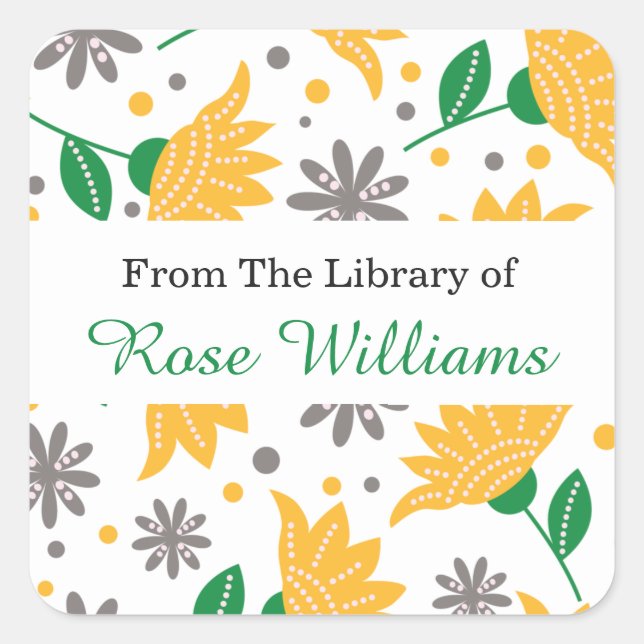 Modern Floral Bookplate From The Library Of (Front)