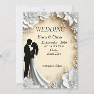 🌿 Modern Floral Border Silhouette Ceremony Layout Invitation