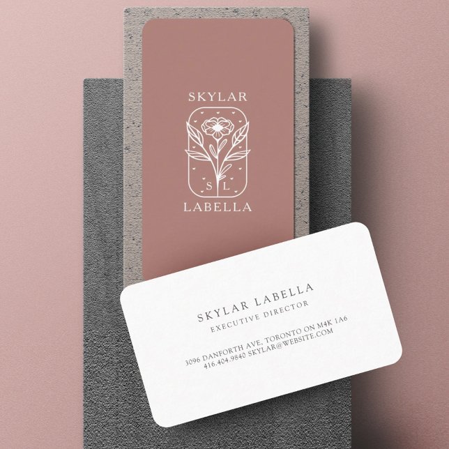 Modern Floral Botanic Line-Art Logo & Monogram Business Card (Creator Uploaded)