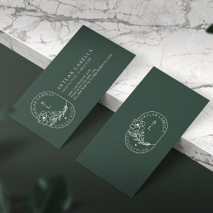 Modern Floral Botanic Line-Art Logo & Monogram Business Card