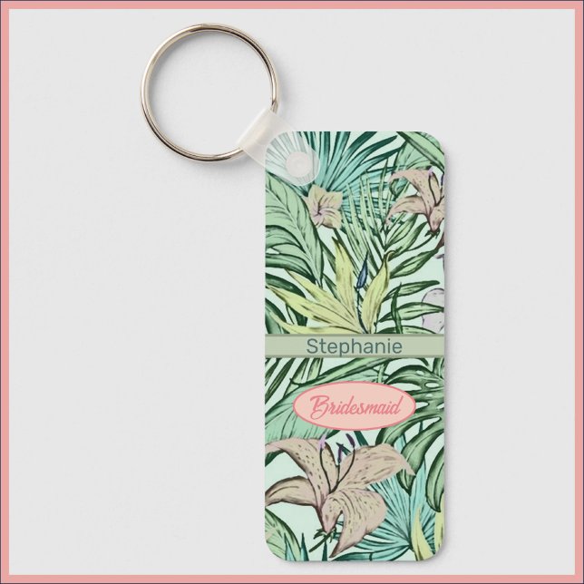 Modern Floral Botanical Bridesmaid Keychain (Creator Uploaded)