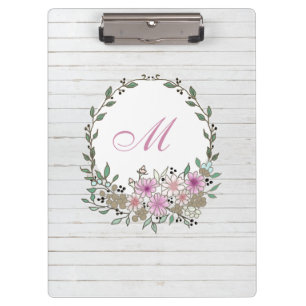 Modern Floral Botanical Floral White Wood Clipboard