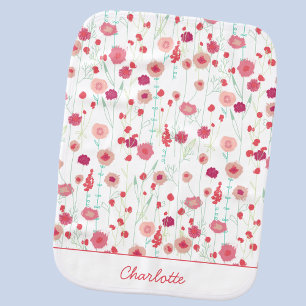 Modern Floral Botanical Personalized Baby Burp Cloth