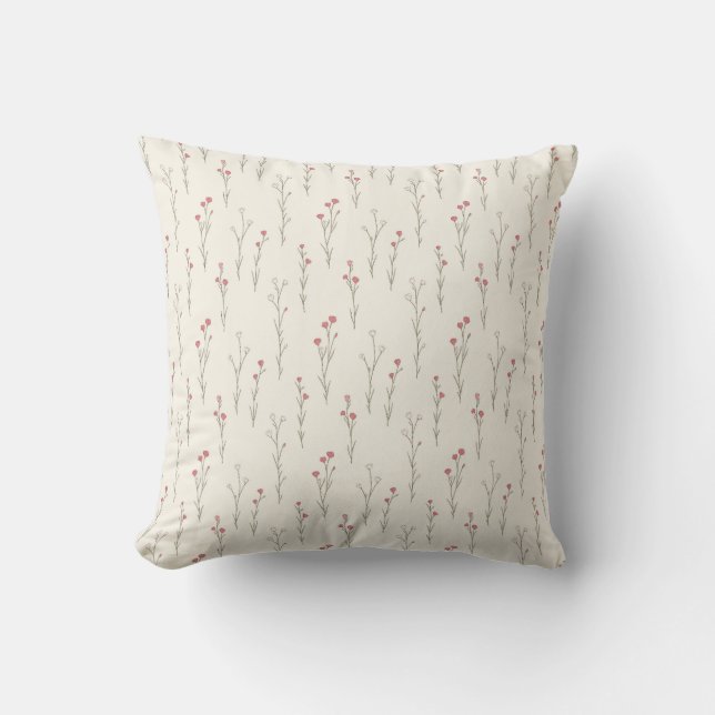 Modern Floral Botanical Simple Feminine Wildflower Throw Pillow (Front)