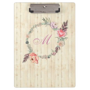 Modern Floral Botanical Watercolor Floral Wood Clipboard