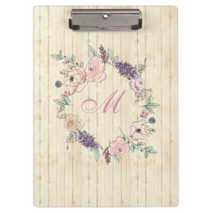 Modern Floral Botanical Watercolor Floral Wood Clipboard