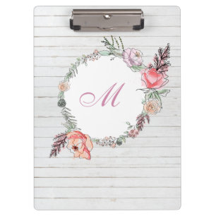 Modern Floral Botanical Watercolor Floral Wood Clipboard