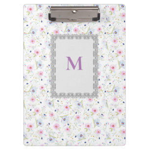 Modern Floral Botanical Watercolor Pattern Lavende Clipboard