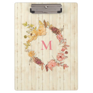 Modern Floral Botanical Watercolor Wood 1974 Clipboard