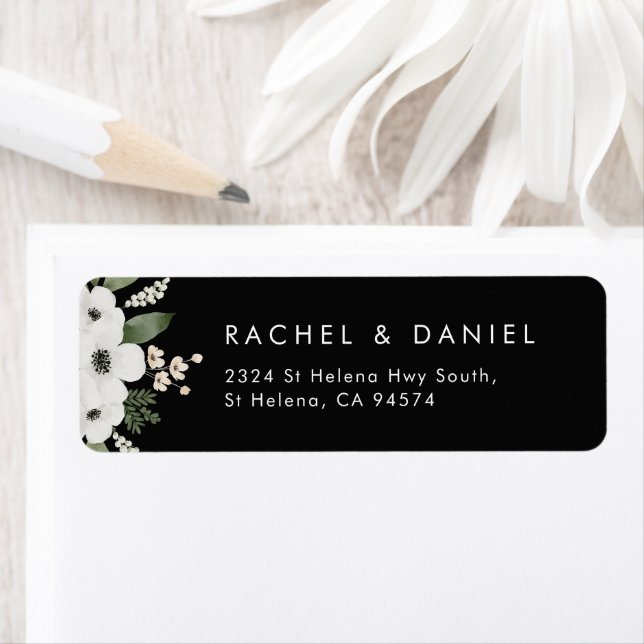 Modern Floral Botanical Wedding Return Address Label (Insitu)