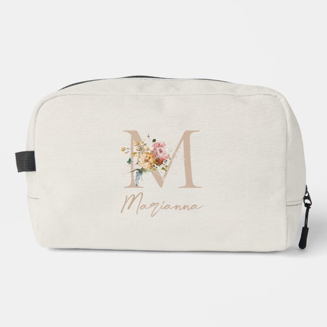 Modern Floral Bouquet Monogram  Dopp Kit (Front)