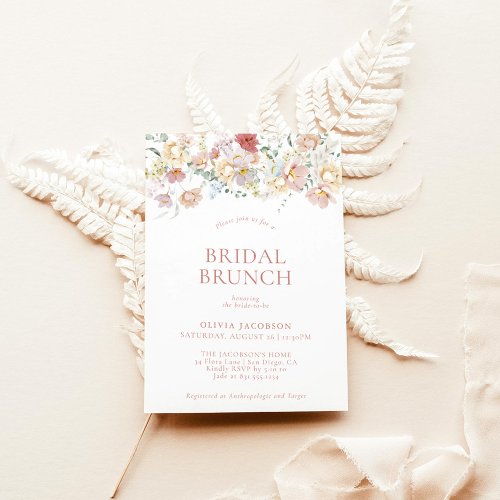 Modern Floral Bridal Brunch  Boho Bridal Shower Invitation