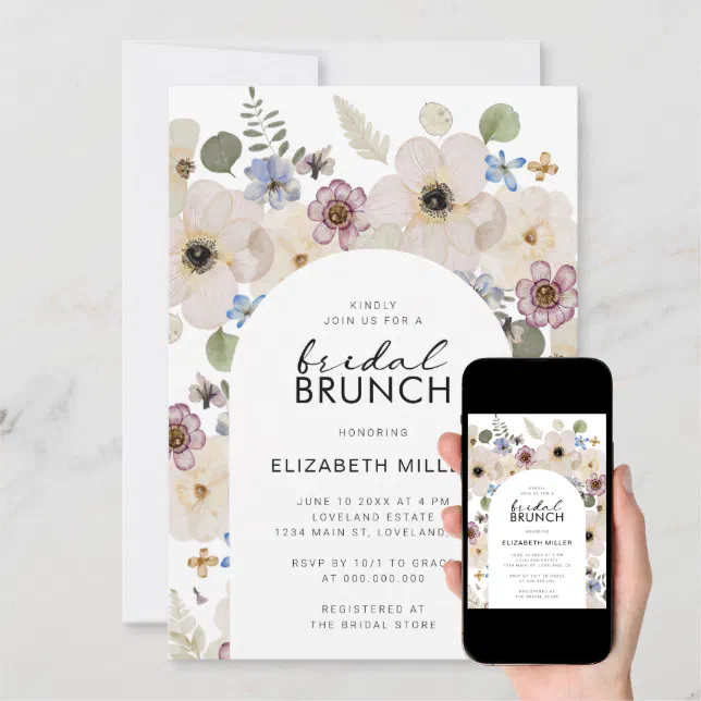 Modern Floral Bridal Brunch Invitation | Zazzle