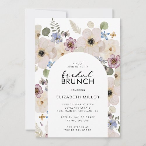 Modern Floral Bridal Brunch Invitation
