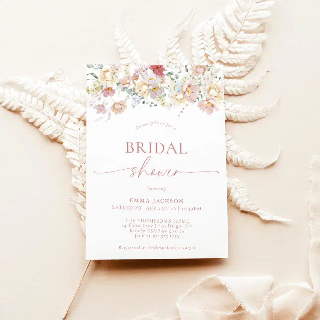 Modern Floral Bridal Shower | Boho Bridal Shower Invitation | Zazzle