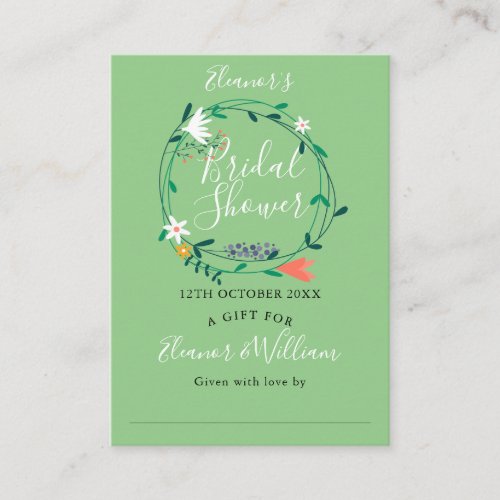 Modern Floral Bridal Shower Display Card and Tag