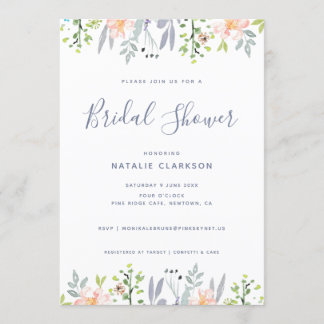 Modern floral bridal shower invitation