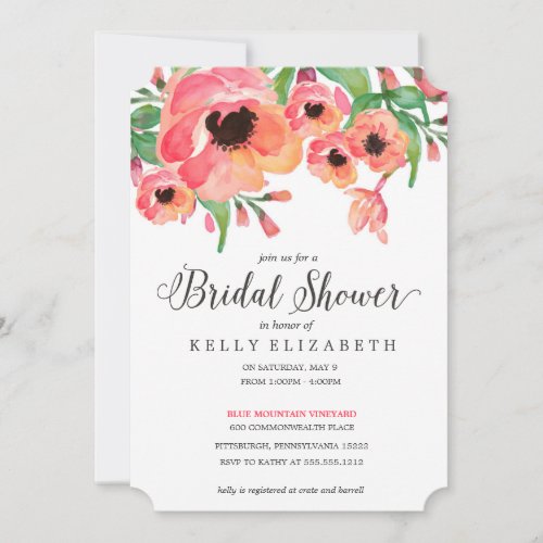 MODERN FLORAL bridal shower invitation 5" X 7" Invitation Card