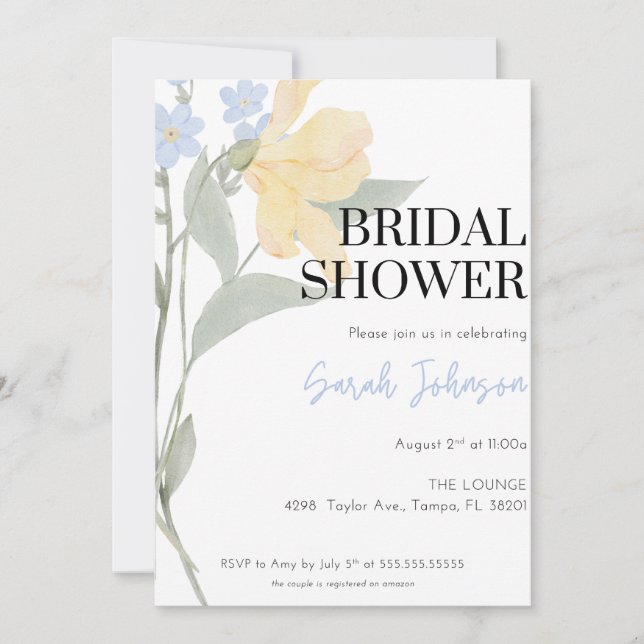 Modern Floral Bridal Shower Invitation (Front)