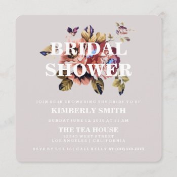 Modern Floral Bridal Shower Invitation by HumbleandStone at Zazzle