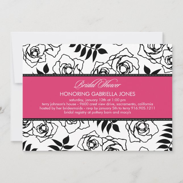 Modern Floral Bridal Shower Invitation (Pink) (Front)