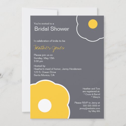 Modern Floral Bridal Shower Invitation Yellow/Gray