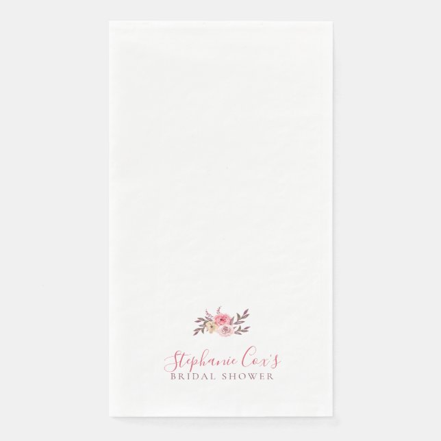 Modern Floral Bridal Shower Paper Guest Towels (Front)