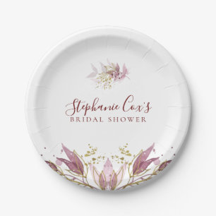 Modern Floral Bridal Shower Paper Plates