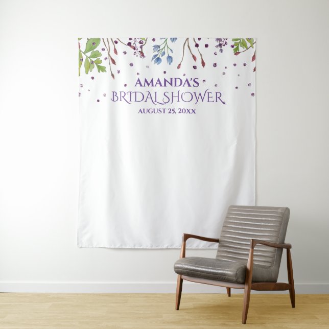 Modern Floral Bridal Shower Photo Booth Backdrop (In Situ)