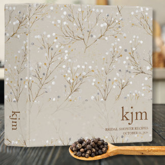 Modern Floral Bridal Shower Recipe 3 Ring Binder