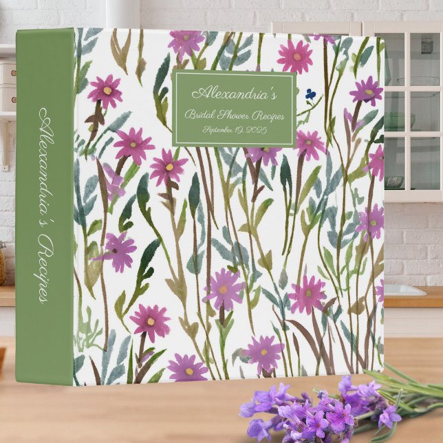 Modern Floral Bridal Shower Recipe 3 Ring Binder (Creator Uploaded)