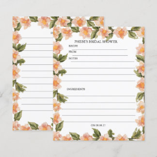 Modern FLORAL Bridal Shower Recipe Card