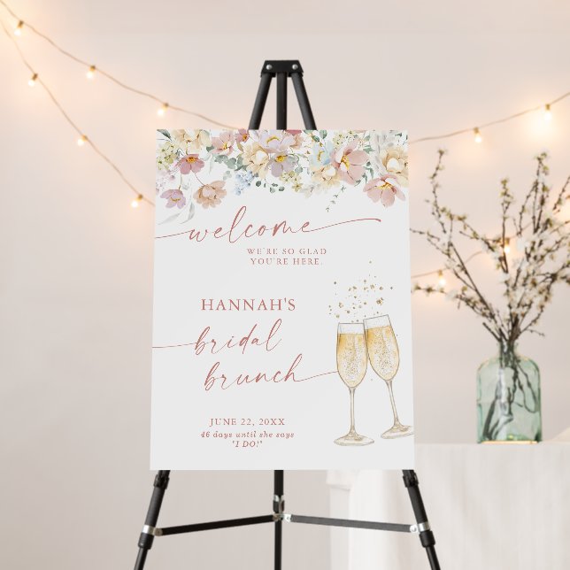 Modern Floral Bridal Shower Welcome Sign (In Situ (Stand))