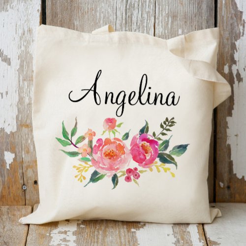 Modern Floral Bridesmaid Personalized_3 Tote Bag