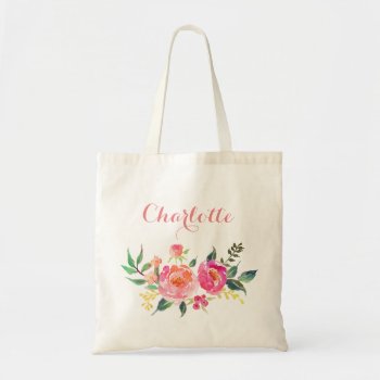 Modern Floral Bridesmaid Personalized-3 Tote Bag by Precious_Presents at Zazzle